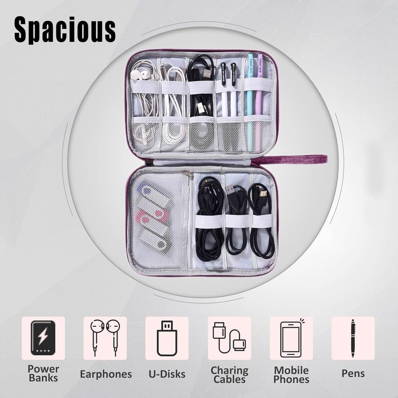 CILLA Travel Cord Organizer Case, Portable Waterproof Storage Bag for Charger, Cord, USB, Power Bank, Earphone, SD Card, Travel Essentials - Image 3